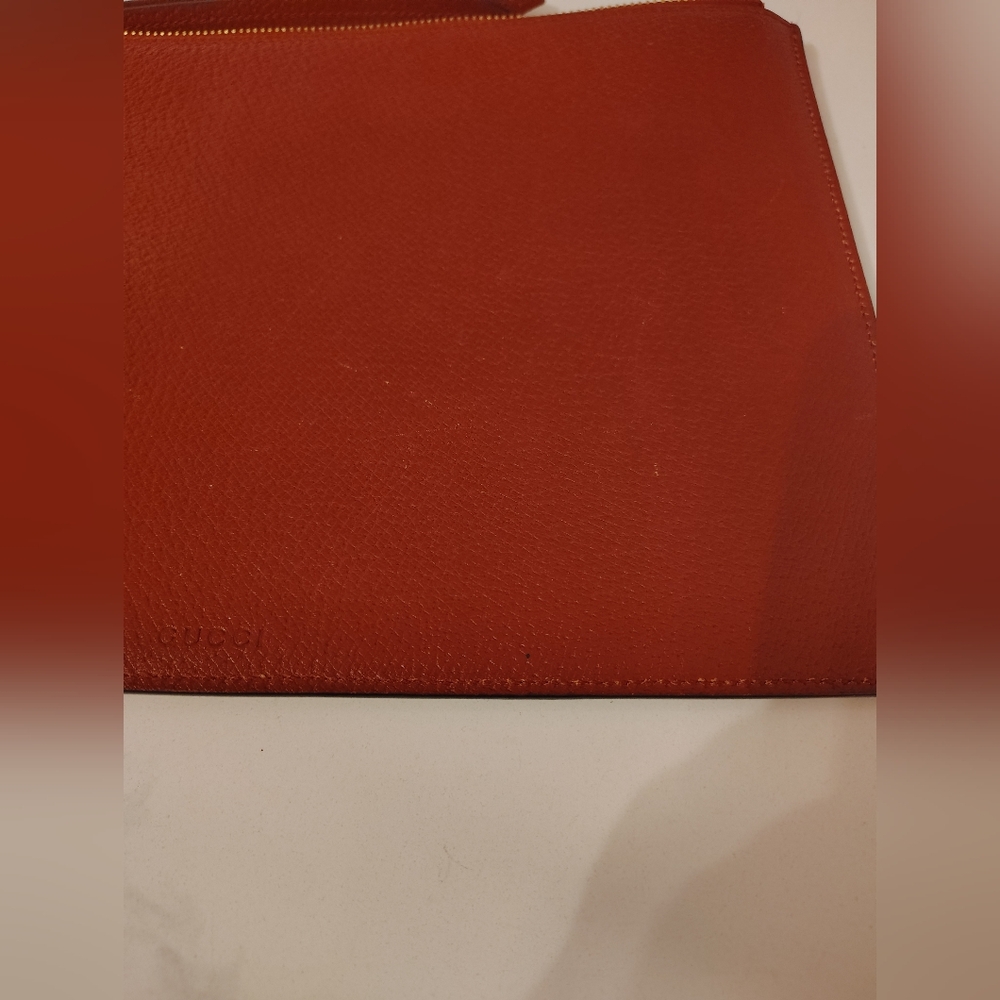 Gucci GG Supreme Monogram Tian Large Zip Pouch Beige Multicolor Red - Picture 7 of 11